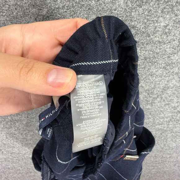 Tommy Hilfiger Pants Women 14 Blue Plaid High Rise Chino Flat Front Pockets - Picture 8 of 9